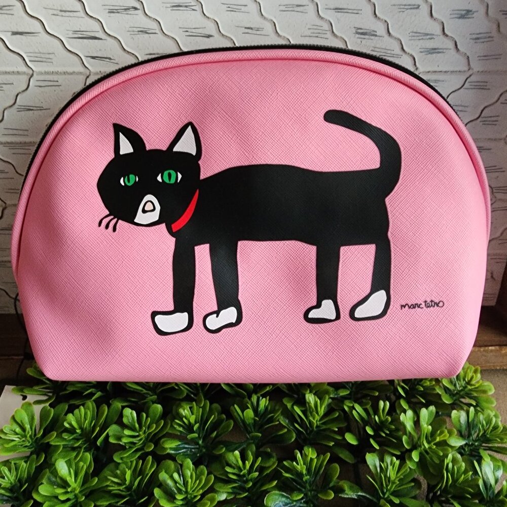 NWT Marc Tetro Black Cat Pink Pouch